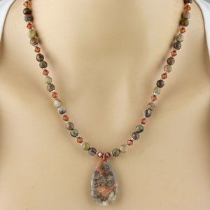 Australian Agate Swarovski Necklace Earring Set